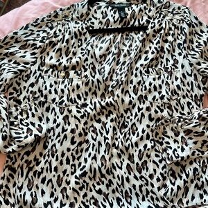White House Black Market Leopard Print Top Size 12